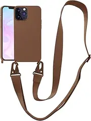Mobile Phone Chain Case Compatible with Apple iPhone 7 Plus/8 Plus Necklace Case Nylon Shoulder Strap Soft Silicone TPU Cover with Cord for Hanging Protective Case with Stylish Strap (Brown)