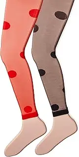 [Jefferies Socks] Big Girls' Dotty Footless Tights (Pack of 2)