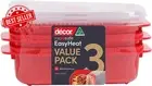 Decor Microsafe Oblong Food Storage Containers 900ml 3-Pack Microwave Safe Set