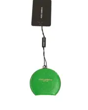 Dolce & Gabbana Round Compact Mirror Green Leather Women Other