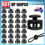 UP 100PCS Double Hole Toggle Cord Stopper Locks End Drawstring Spring Loaded AU