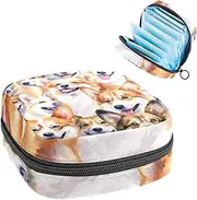 Period Bag,Sanitary Napkin Storage Bag,Animal Dog Happy,Tampon Bag for Purse