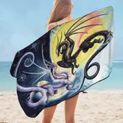 Dragons War Fantasy Art Sun vs Moon Microfiber Beach Towel