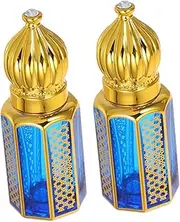 DRESSOOS 2pcs Essential Oil Roller Bottles Refillable Vintage Glass Dispenser for Aromatherapy Compact and Leak Travel Container for Perfumes and Oils