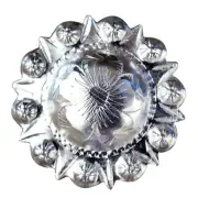 36HS Set Of 32 Western Screw Back Concho Silver Finish Floral Saddle Bling