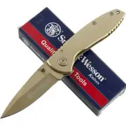 Smith & Wesson S&W Executive Gold Titanium Folder Framelock Pocket Knife CK110GL