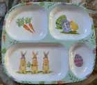 4 Section Divided Melamine Plate - Easter Theme with Bunnies ( Set of 4 )