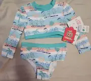 Infant Girls CoCoMelon 2pc RashGuard Swimsuit Size 18 Months Long Sleeve UPF 50+