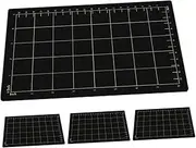 FIXOSHEE 4pcs Round Magnetic Cutting Mat Grid Pattern Black Iron Rubber for Mechanics Barber Laundry Knife Rest