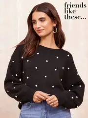 Friends Like These Black Bobble Crew Neck Jumper (AH5434) | $40