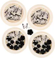 Black Camellia Rhinestones Boxes Nail Charms for Nail Art Pearls and Gems DIY Manicure Decor