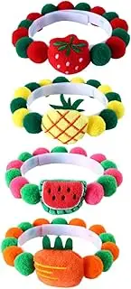 4Pcs Fruit Design Cat Collar Party Kitten Decorative Neck Ornament Comfortable and Breathable Includes Pineapple Strawberry Watermelon and Carrot