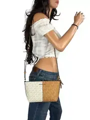 MICHAEL KORS JET SET TRAVEL SMALL SHOULDER CROSSBODY BAG MK COLORBLOCK BROWN