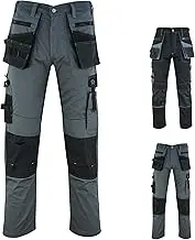 Mens Work Pants Lightweight Cargo Tactical Trouser with Holster Pockets Relaxed Fit Safety Pants for Construction