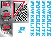 1978-83 Powerlite old school BMX bicycle decal SET - SOLID LIGHT BLUE