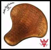 Solo Seat Chopper Sportster Harley Chopper Spring 15x14" Ant Tan Alligator Leath