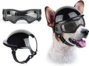 Sztxj Anti-UV Dog Sunglasses with Pet Helmet, Windproof and Eye Protection for Small and Medium Dogs