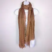 2 Chic Womens Scarf Brown Sequin Lightweight Oblong Wrap Multifunctional NEW