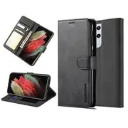 For Samsung Galaxy S22 Ultra SupRShield Wallet Leather Card Holder Flip Protective Shockproof Magnetic Case Cover (Black)