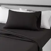 Amazon Basics Lightweight Super Soft Easy Care Microfiber Bed Sheet Set with 36-cm Deep Pockets - Twin, Black