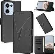 Case for Oppo Reno 13, Walle Case with Wrist Strap & Magnetic Clasp,PU Leather Cover with Card Holder/Slot Stand Flip Folio Soft Shell Book Cover, Black