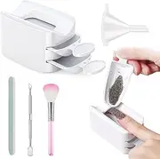 Portable Nail Dip Powder Kit with Recycling Tray, 2 Spoon Metal Cuticle Pusher, Nail Dust Brush & File for DIY French Manicure at Home