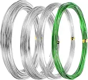 uxcell 1mm/1.5mm/2mm Bonsai Training Wire, 4 Roll Floral Wire Stems Anodized Aluminum Tree Wire 16.4 Feet for Gardening Branch Fixing, Silver/Green