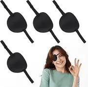 PEOVLVN 4 Pcs Eye Patches for Adults, Black Eye Patch 3D Adjustable Pirate Eye Patch One Eye Cover for Right or Left Eye Lazy Eye Reusable Eyepatch for Halloween Cosplay Pirate Theme Party