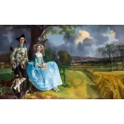 Thomas Gainsborough, Mr and Mrs Andrews, 1750, Semi-Metallic Gloss, 12" x 20"