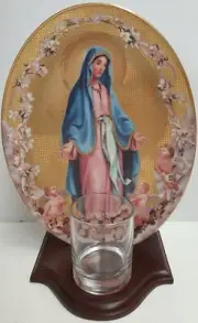 Franklin Mint Mary Mother of Heaven Porcelain Display Plate with Stand c1998 MIB