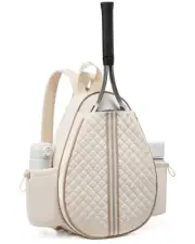 Tennis Bag - Quilted Sling Crossbody Backpack, Water Resistant Racket Bag for...