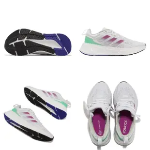 【adidas 愛迪達】慢跑鞋 Questar 白 紫 綠 女鞋 Bounce 緩震 厚底 透氣 運動鞋 愛迪達(HP2431)