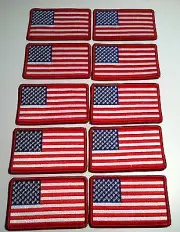 10 UNITED STATES Flag Patch W/ VELCRO® Brand fastener Military Red Border #6