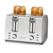 4 Slice Toaster, Full Stainless Steel, Extra-Wide Slot Toaster with 7 4-Slice