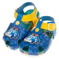 在飛比找PChome24h購物優惠-【布布童鞋】POLI救援小英雄警車波力藍色歐風兒童氣墊涼鞋(