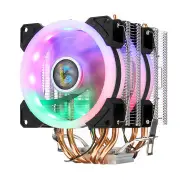 4Pin Dual Fans 4-Heatpipes Colorfule Backlit CPU Cooling Fan Cooler Heatsink For Intel AMD