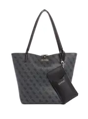 GUESS Women's Black Logo Alby Tote Bag, Synthetic
