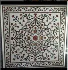 30"Elegant Square White Marble Graden Table Centerpiece Pietra Dura Hallway Deco