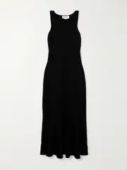 [Victoria Beckham] Victoria Beckham - Vb Body Ruffled Stretch-knit Midi Dress - Black - UK 14 UK 14 Black