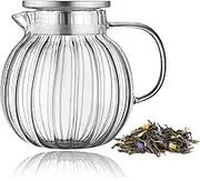 Glass Teapot for Stovetop Safe Borosilicate 44oz/1300ml Clear Teapots with Removable Infuser for Loose Leaf Tea and Blooming Tea Microwave Use