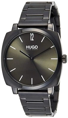 $195 MSRP| HUGO BOSS 1530081 MEN'S ALL BLACK ION STAINLESS STEEL 40MM WATCH