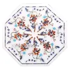 Natural Gemstone Inlay Work End Table for Home White Marble Coffee Table Top