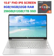 2022 HP 15.6" FHD Laptop, AMD Ryzen 5 5500U, up to 4.0GHz, 32GB RAM & 1TB SSD