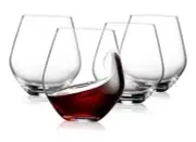 Wine Glasses, Stemless Wine Glasses, Red Wine 4 Count (Pack of 1) A Clear