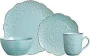 [Pfaltzgraff] 5177557 Remembrance Dinnerware Set, 16 Piece, Green, Teal