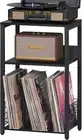Black Side Table, 3-Tier Shelf, Metal Frame, for Bedroom Office