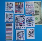 HO SLOT CAR WHITE BACKSIDE CUT & PEEL STICKERS,FORD,CHEVY,HOOKER,PENNZOIL,BOSCH