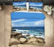 3D Stone Sea ZZHU66 Bed Pillowcases Quilt Duvet Cover Set Queen King Zoe
