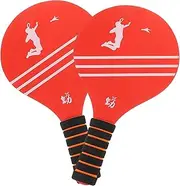 Happyyami 2Pcs Wooden Badminton Rackets for Adults Short Handle Paddles for Outdoor Fun Lightweight and Durable Design for Family Games and Exercise