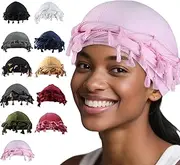 [Babalet] Halo Turban for Men Women Satin Lined Durag Head Wraps Tassel Beanie 3PCS
